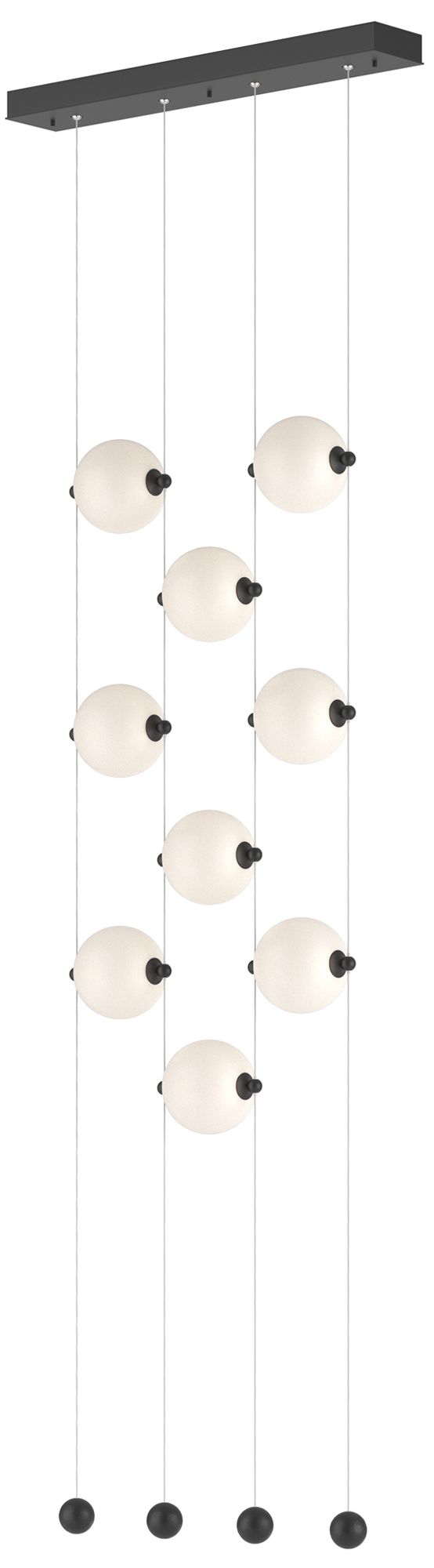 Abacus 9-Light Ceiling-to-Floor LED Pendant - Black - Opal