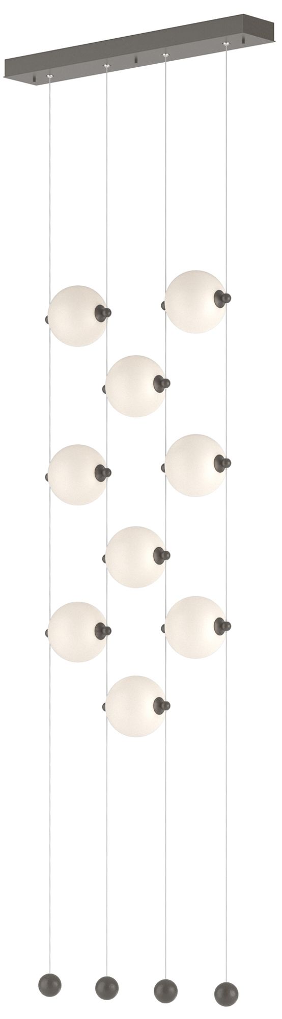 Abacus 9-Light Ceiling-to-Floor LED Pendant - Dark Smoke - Opal