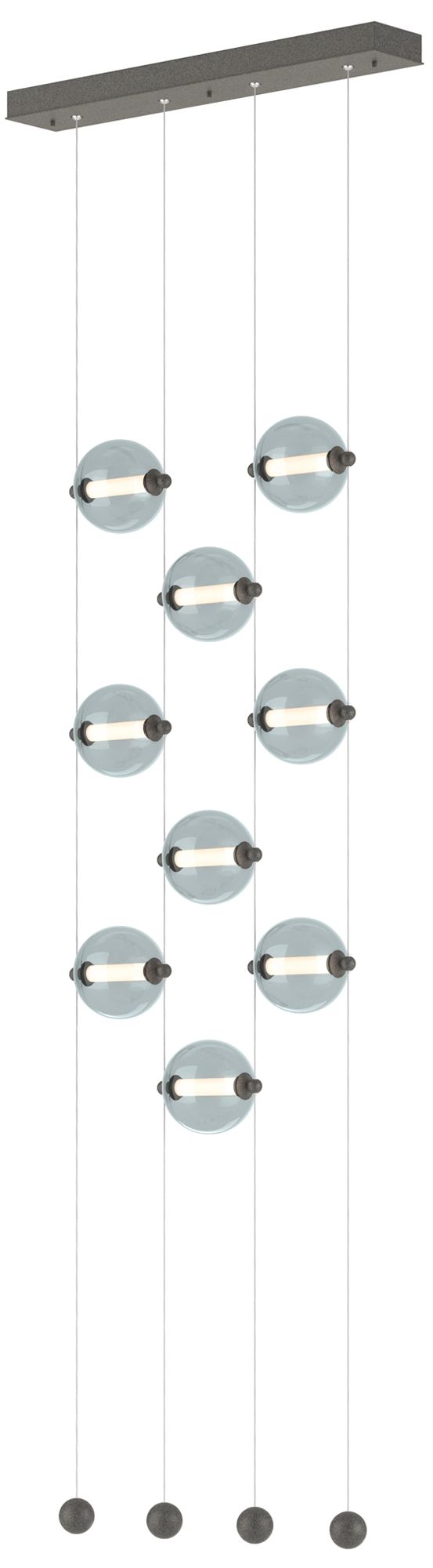 Abacus 9-Light Ceiling-to-Floor LED Pendant - Iron - Cool Grey