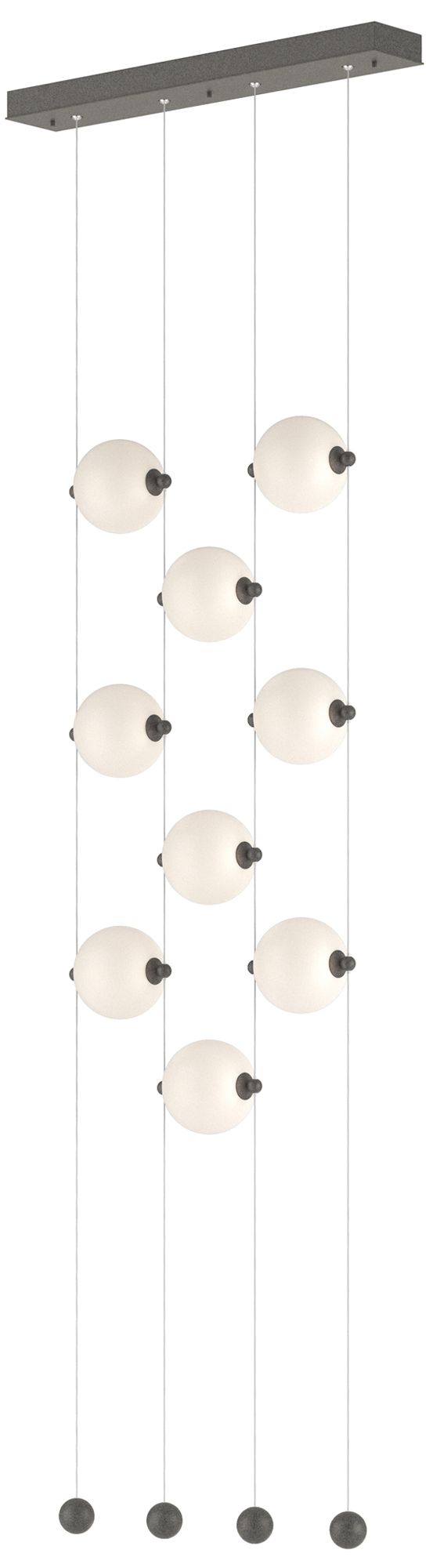 Abacus 9-Light Ceiling-to-Floor LED Pendant - Iron - Opal