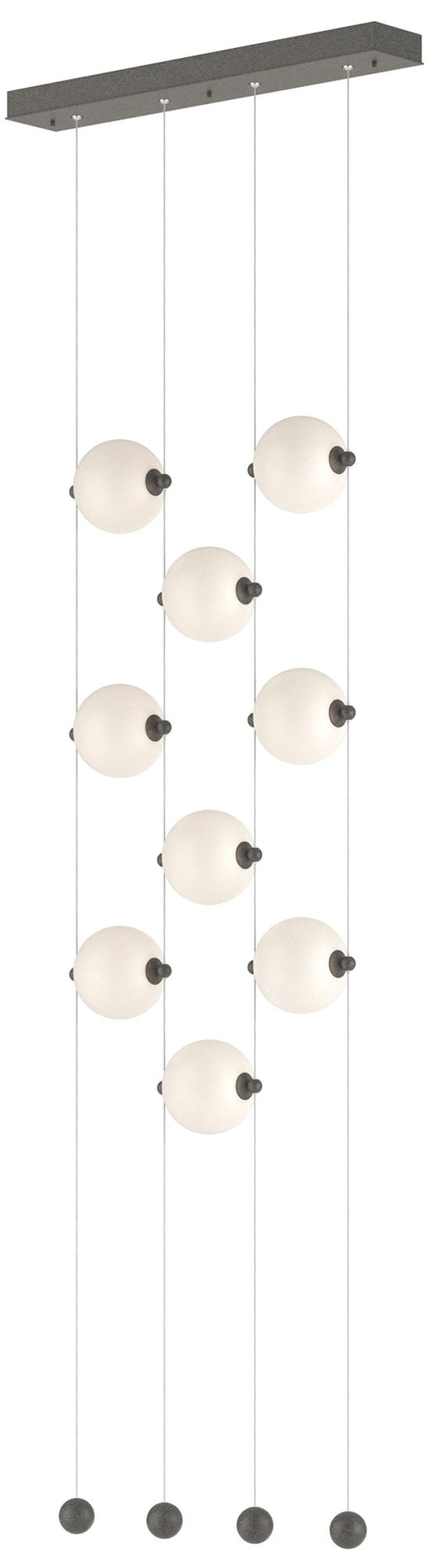 Abacus 9-Light Ceiling-to-Floor LED Pendant - Iron - Opal