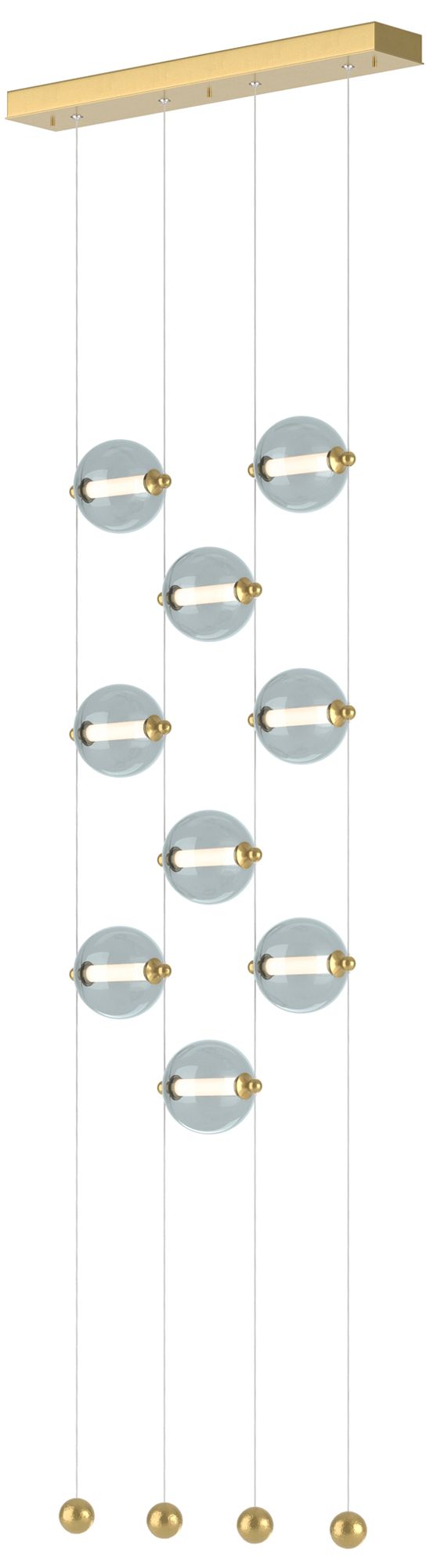 Abacus 9-Light Ceiling-to-Floor LED Pendant - Modern Brass - Cool Grey