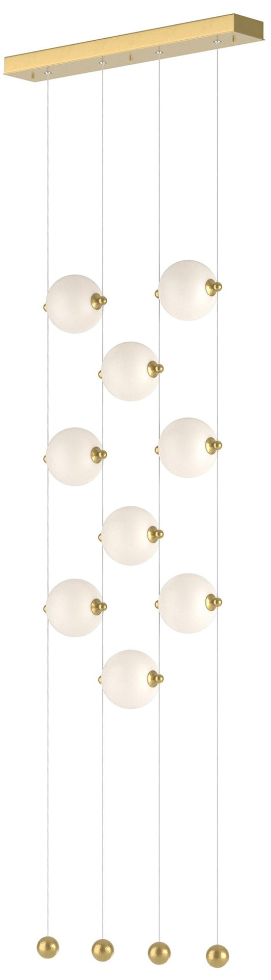 Abacus 9-Light Ceiling-to-Floor LED Pendant - Modern Brass - Opal