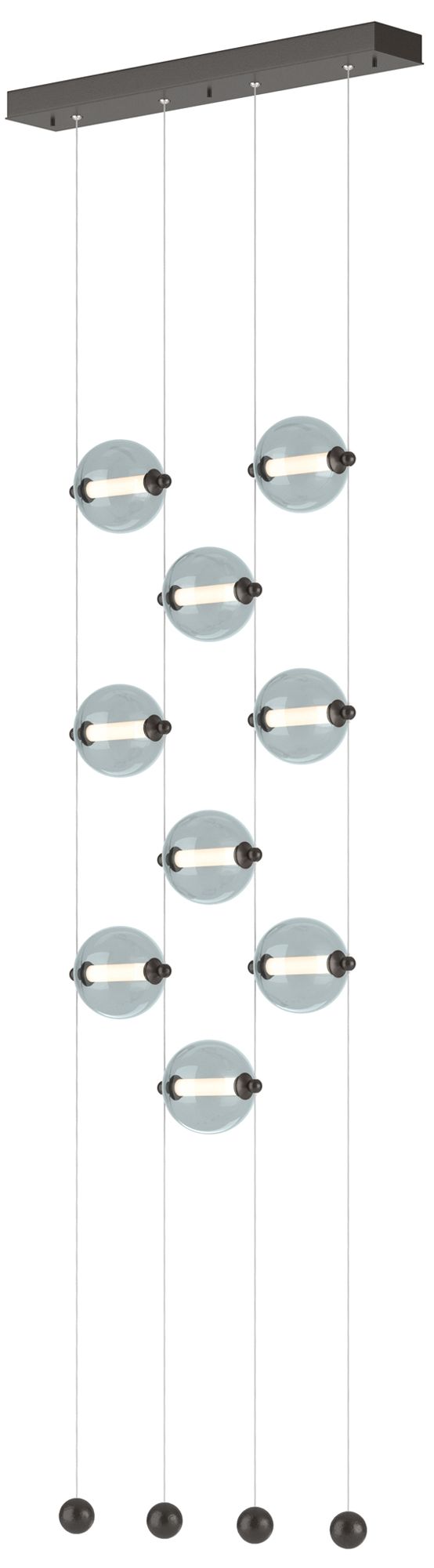 Abacus 9-Light Ceiling-to-Floor LED Pendant - Oil Rubbed Bronze - Cool Grey