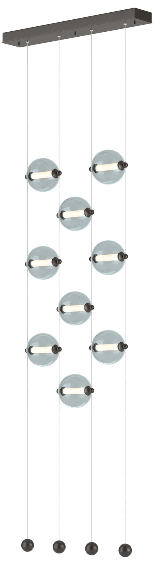 Abacus 9-Light Ceiling-to-Floor LED Pendant - Oil Rubbed Bronze - Cool Grey