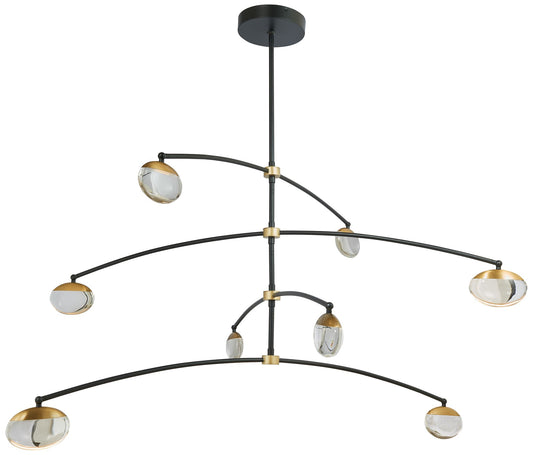 ABRA Athena 8-Light Crystal Teardrop Glass Chandelier MB:BB- Black: Brass