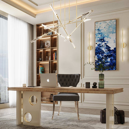 Abstract Gold Plated Contemporary Chandelier