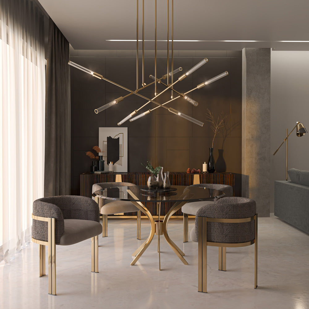 Abstract Gold Plated Contemporary Chandelier