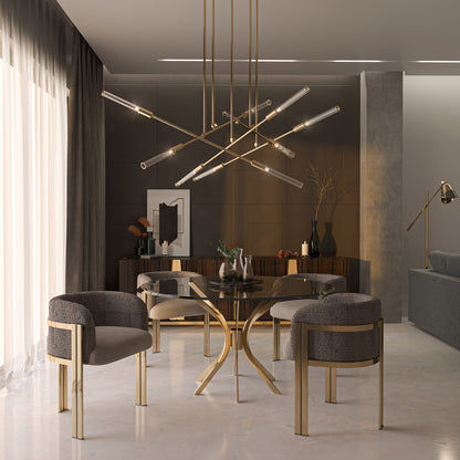 Abstract Gold Plated Contemporary Chandelier