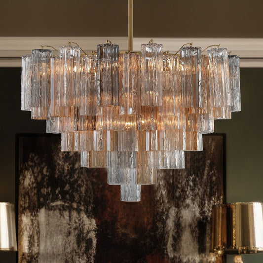 Addis 32" Wide Aged Brass Chandelier with Autumn Glass