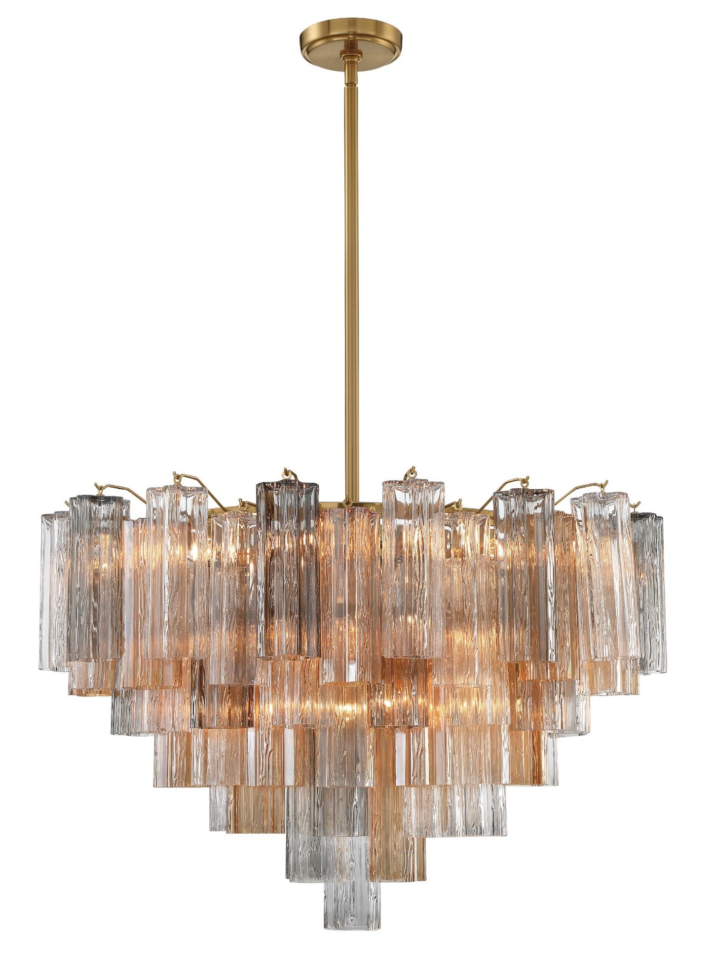 Addis 32" Wide Aged Brass Chandelier with Autumn Glass