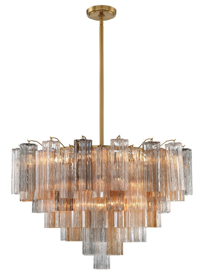 Addis 32" Wide Aged Brass Chandelier with Autumn Glass