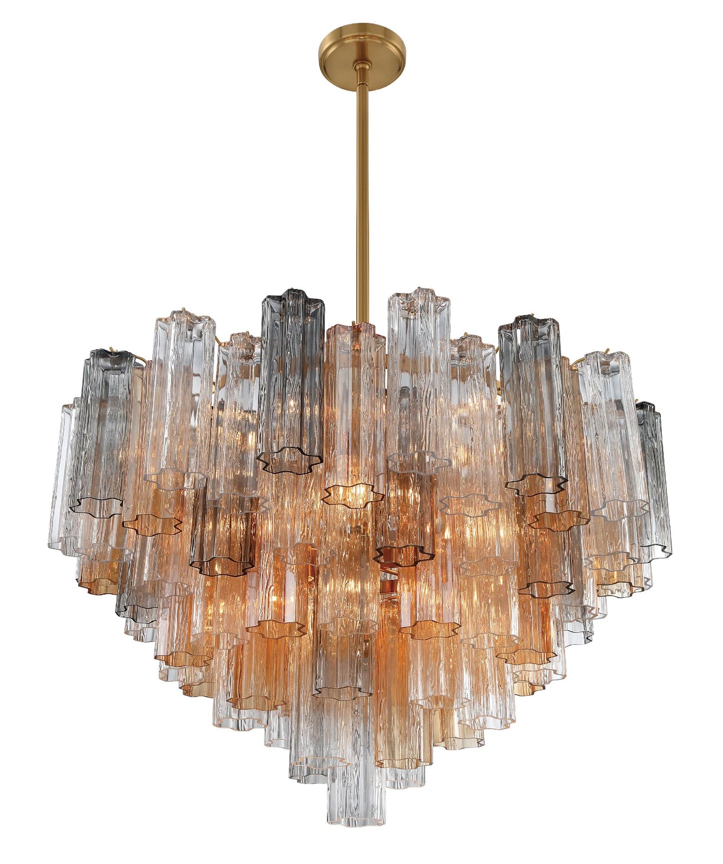 Addis 32" Wide Aged Brass Chandelier with Autumn Glass