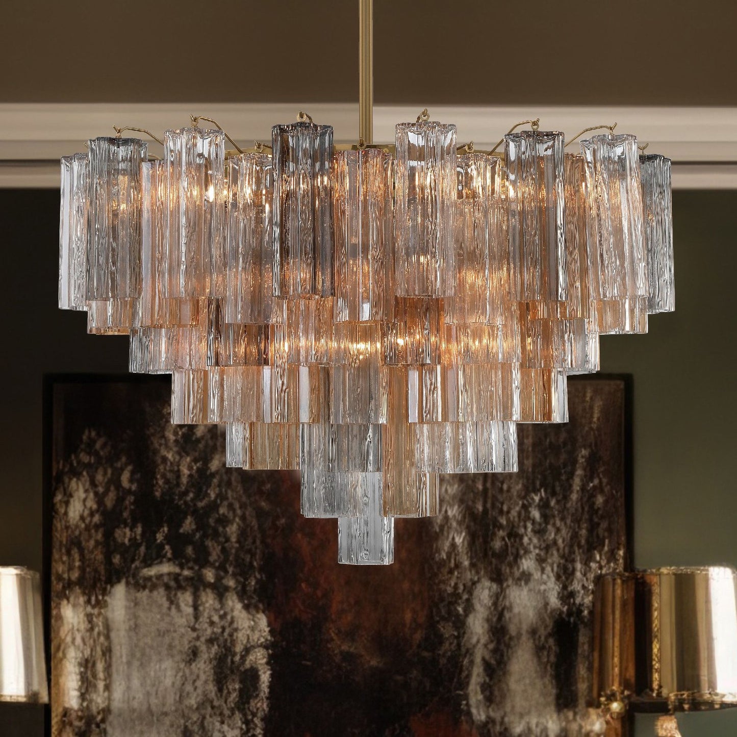 Addis 32" Wide Aged Brass Chandelier with Autumn Glass