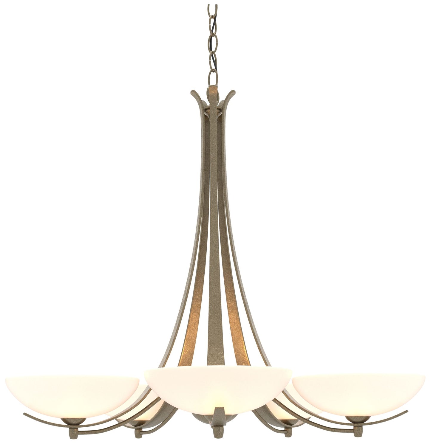 Aegis Soft Gold 5 Arm Chandelier With Opal Glass