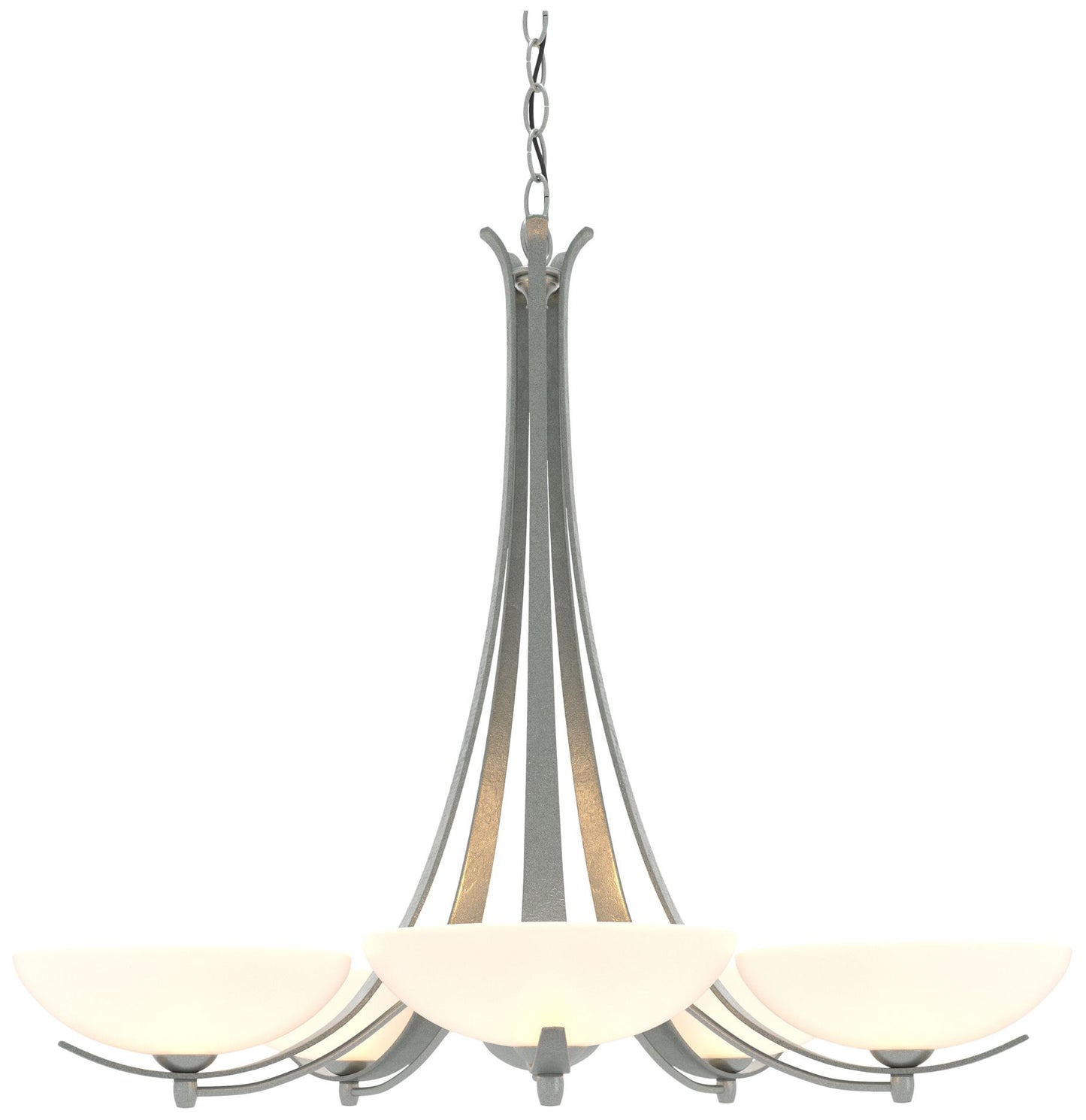 Aegis Vintage Platinum 5 Arm Chandelier With Opal Glass