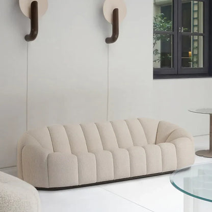 83" Modern Oval Boucle White Upholstered Sofa - 3-Seater