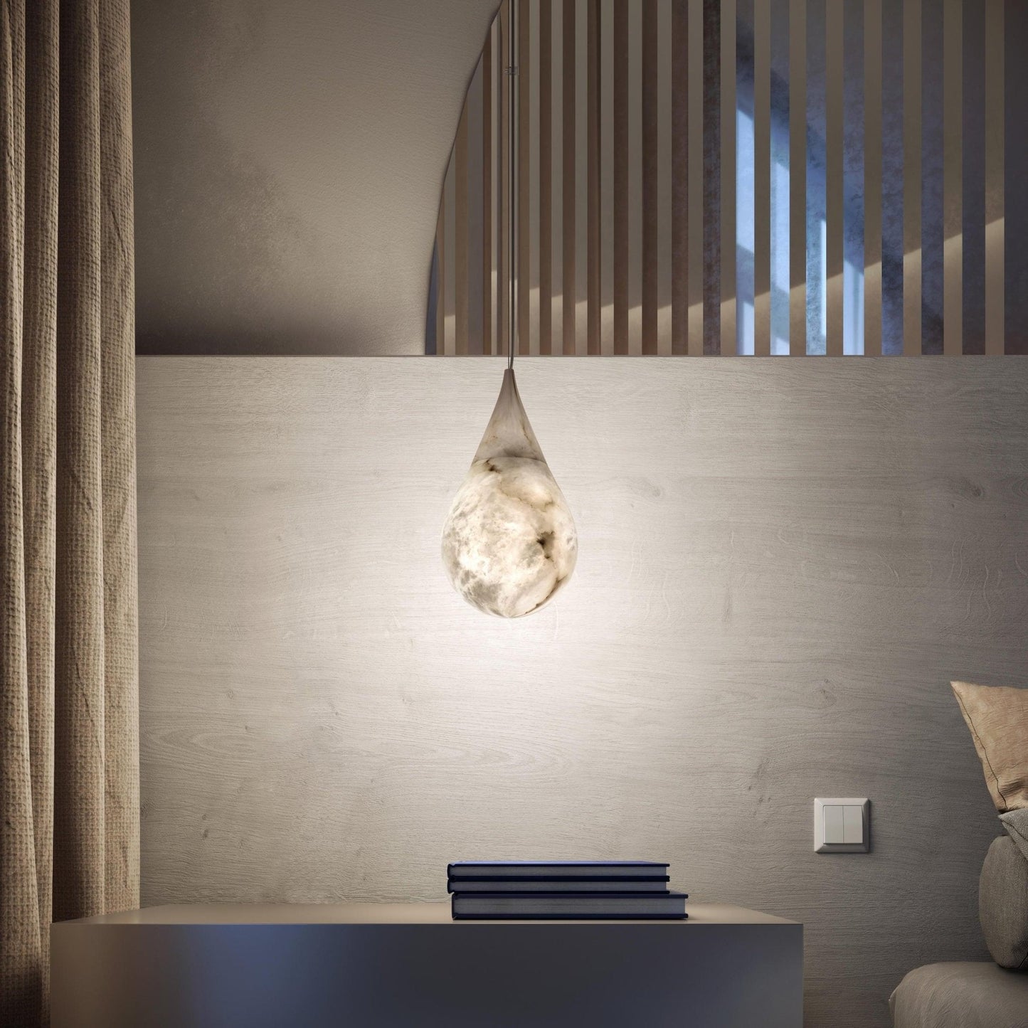 Alabaster Raindrop Pendant Light