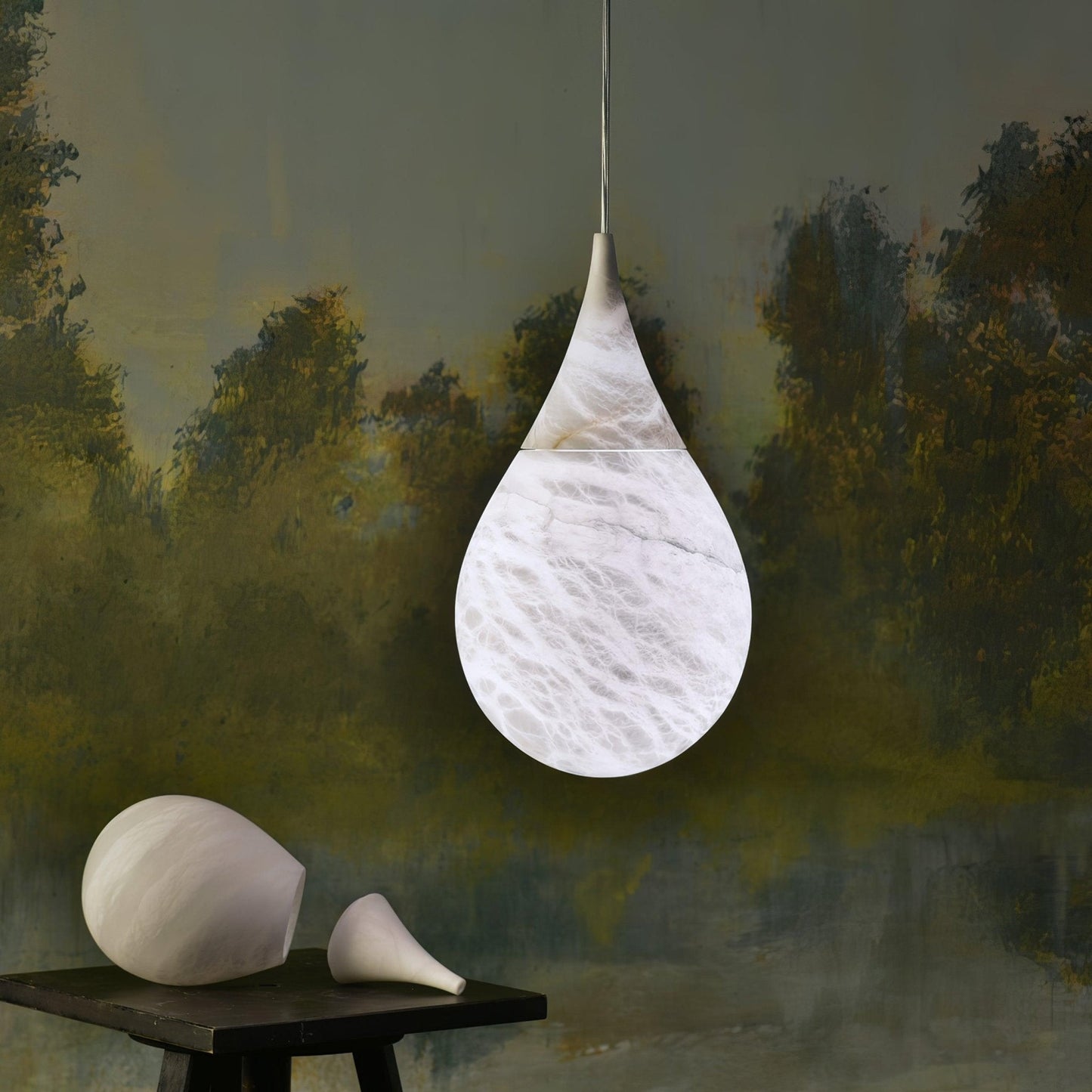 Alabaster Raindrop Pendant Light