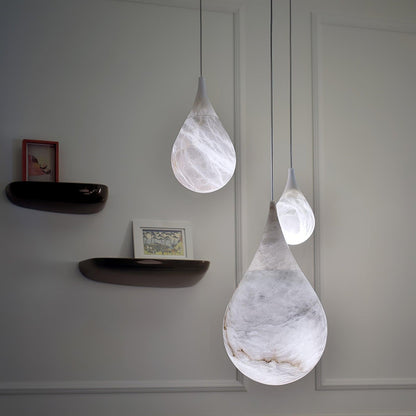 Alabaster Raindrop Pendant Light