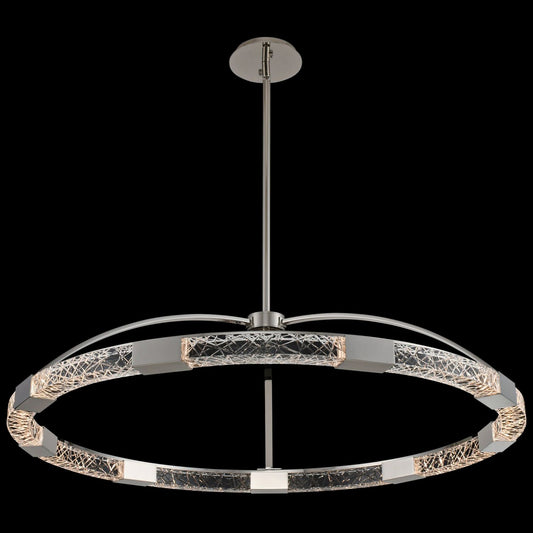 Allegri Athena 43"W Polish Nickel LED Crystal Ring Pendant
