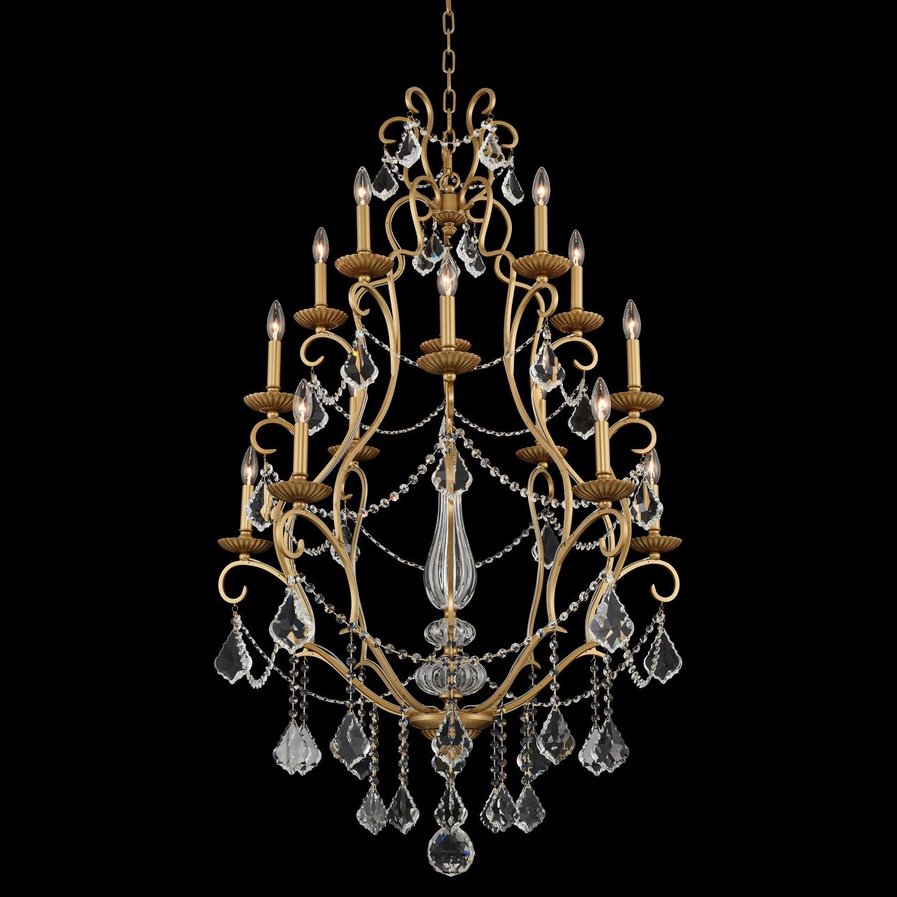 Allegri Elise 34"W Gold Patina 15-Light 3-Tier Chandelier