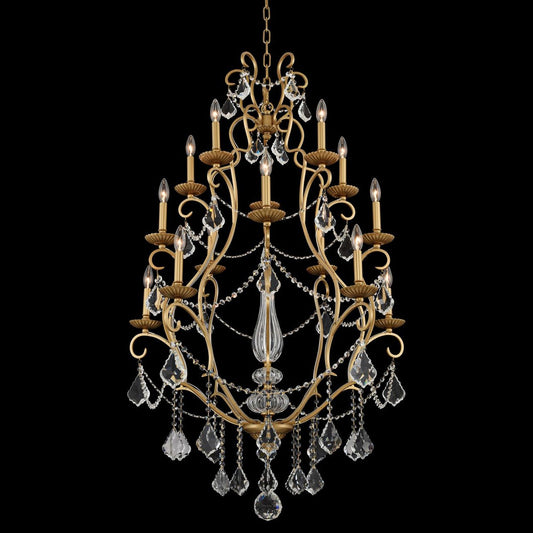 Allegri Elise 34"W Gold Patina 15-Light 3-Tier Chandelier