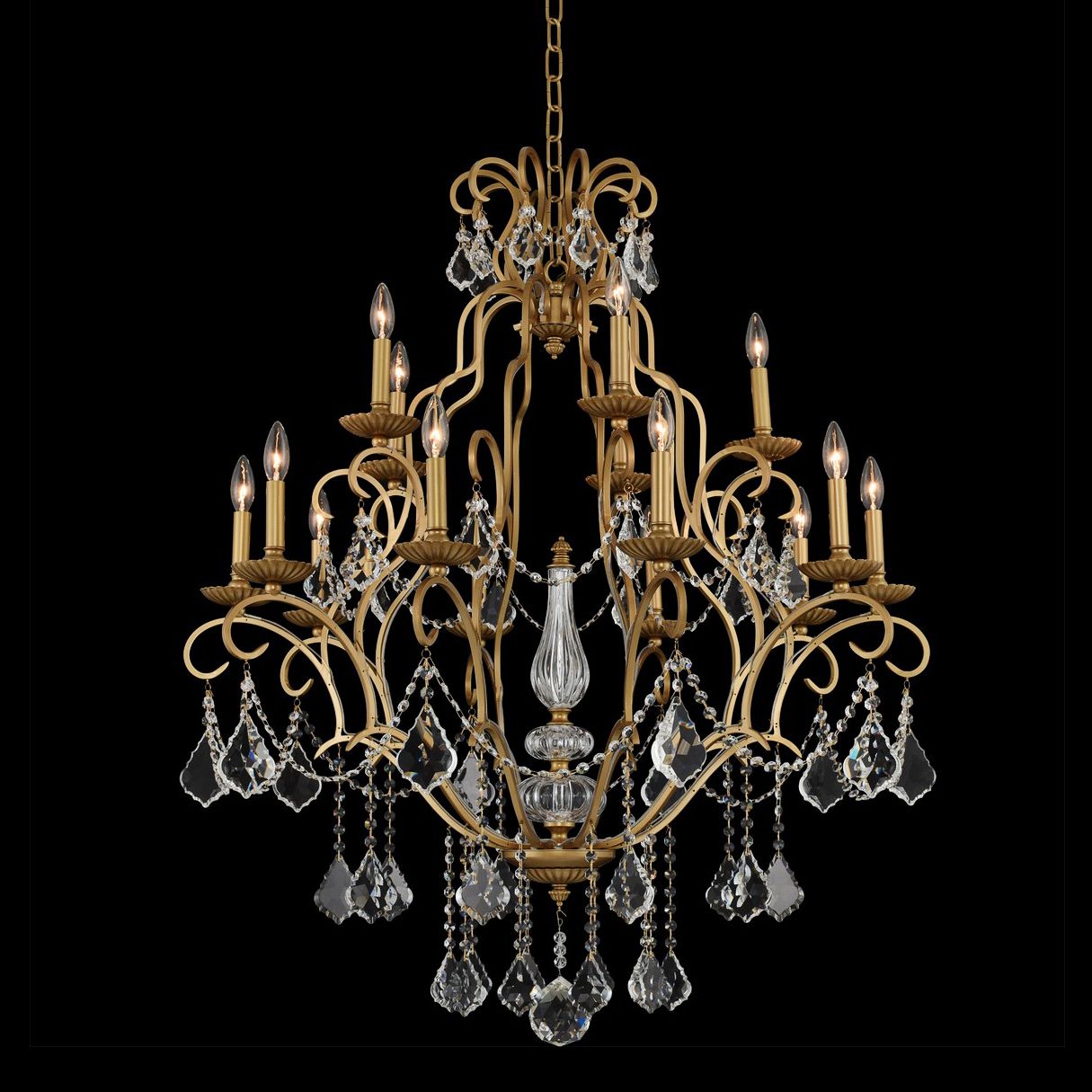 Allegri Elise 37"W Gold Patina 15-Light 2-Tier Chandelier