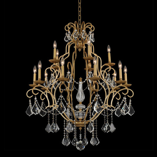 Allegri Elise 37"W Gold Patina 15-Light 2-Tier Chandelier