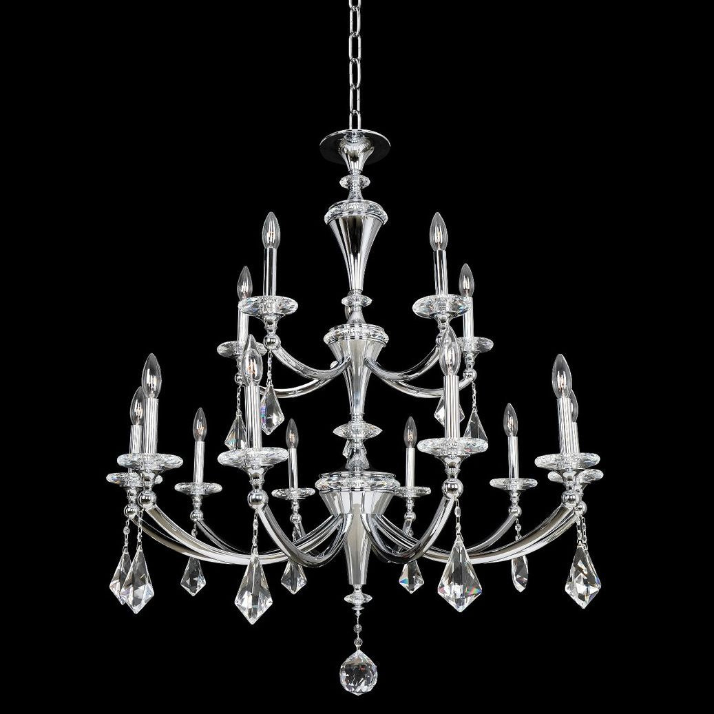 Allegri Floridia 37" Wide Chrome 15-Light 2-Tier Chandelier