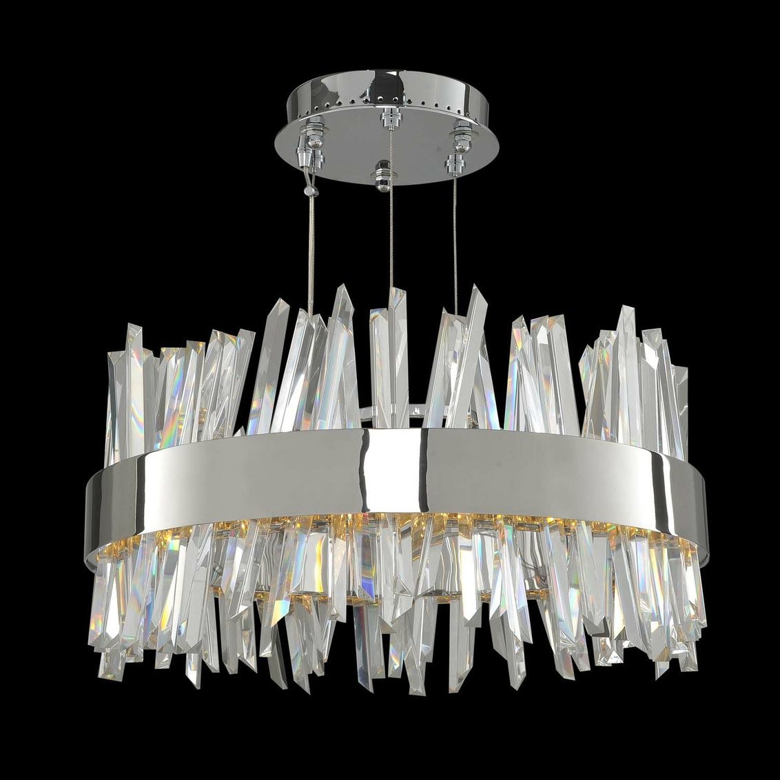 Allegri Glacier 20"W Chrome Crystal Round LED Pendant Light