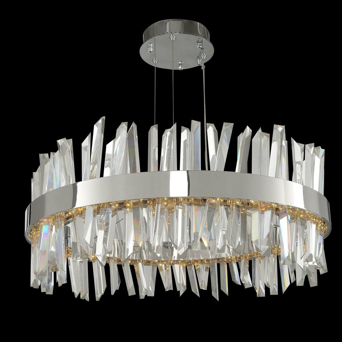 Allegri Glacier 25"W Chrome Crystal Round LED Pendant Light