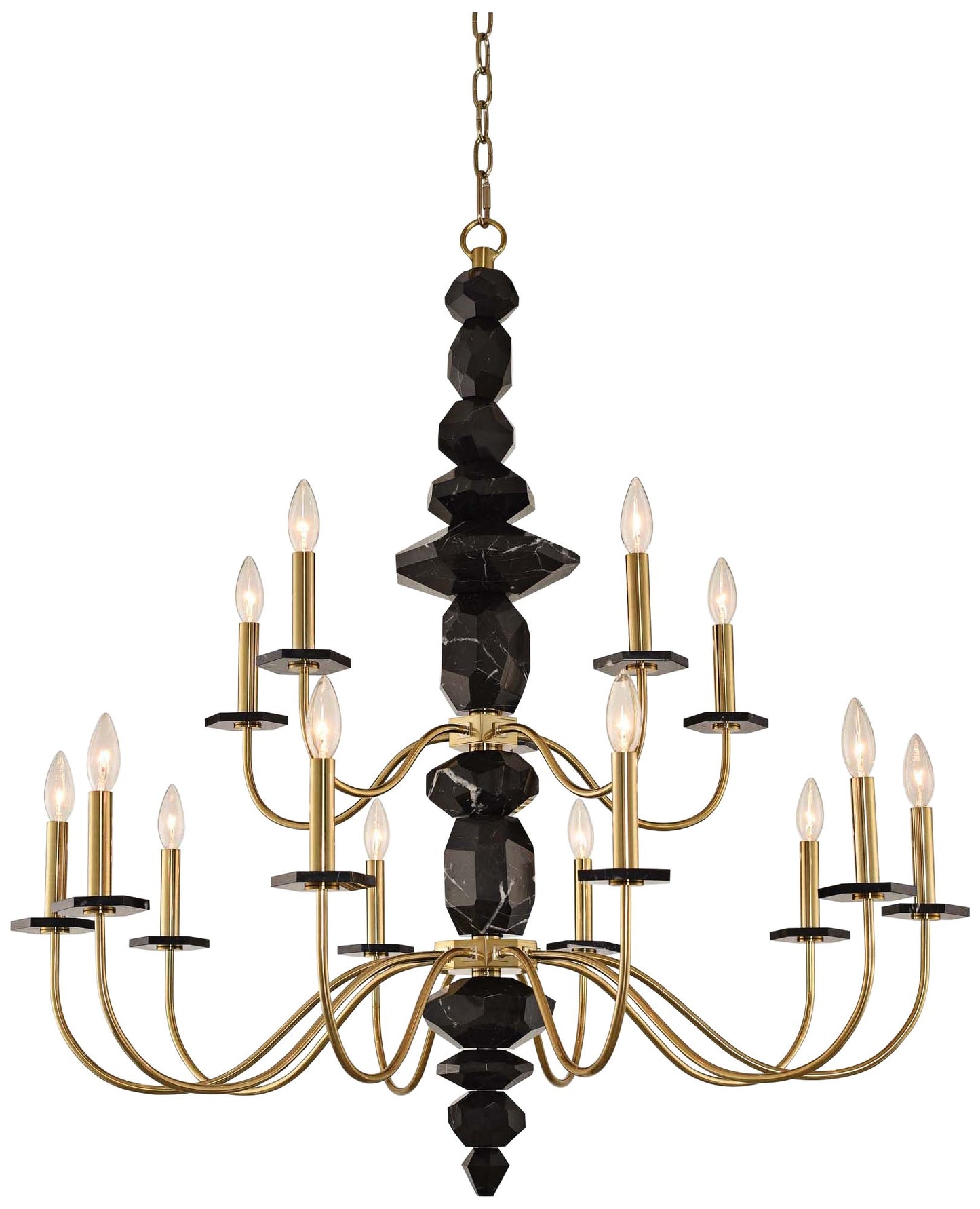 Allegri Piedra 38" Wide Brushed Brass 15-Light Chandelier