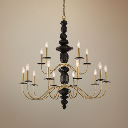 Allegri Piedra 38" Wide Brushed Brass 15-Light Chandelier