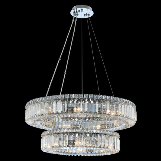 Allegri Rondelle 26"W Chrome Crystal 2-Tier Pendant Light