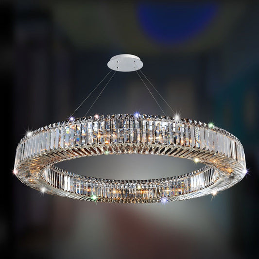 Allegri Rondelle 47" Wide Chrome Crystal Ring Pendant Light