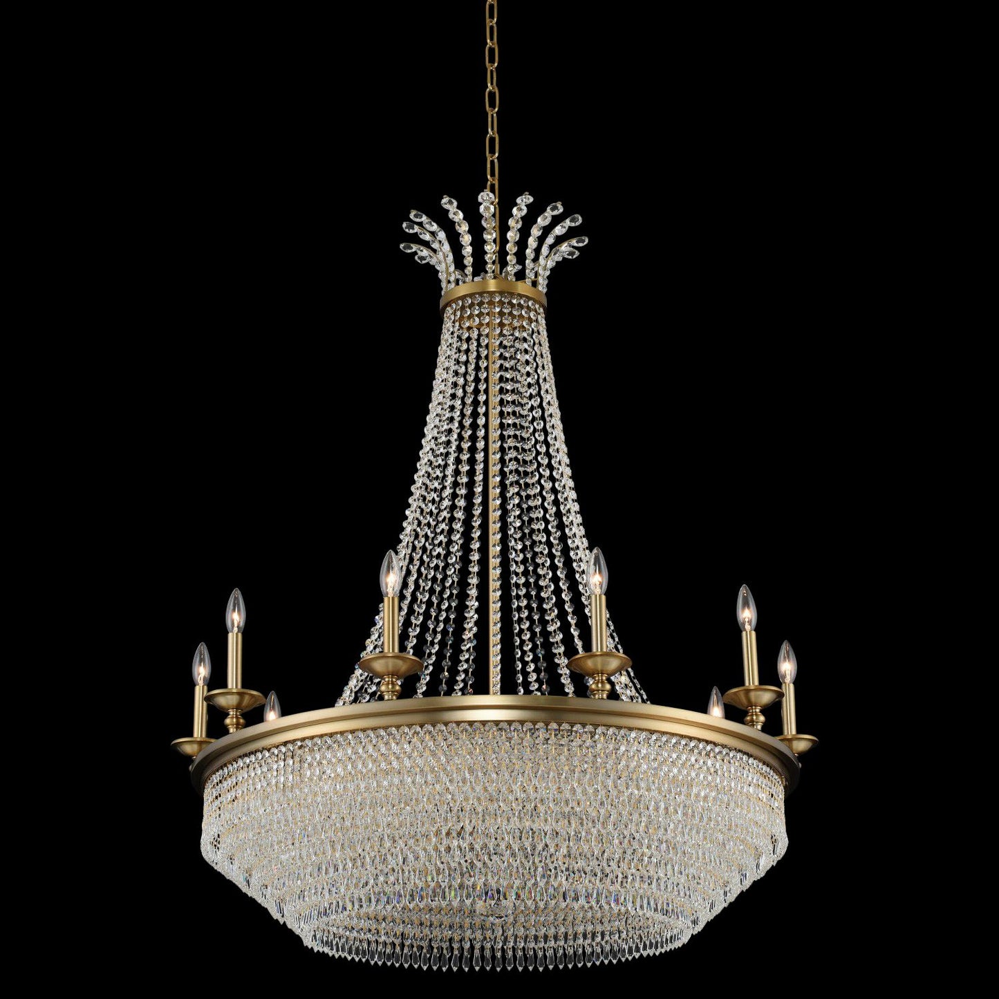 Allegri Tavo 34"W Winter Brass 10-Light Crystal Chandelier