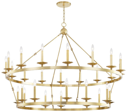 Allendale 58" Wide Aged Brass 28-Light 2-Tiered Chandelier