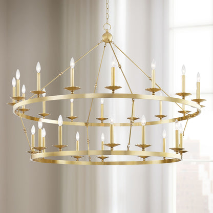 Allendale 58" Wide Aged Brass 28-Light 2-Tiered Chandelier