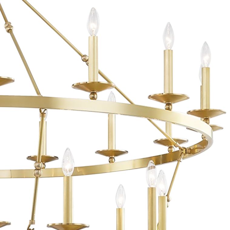 Allendale 58" Wide Aged Brass 28-Light 2-Tiered Chandelier