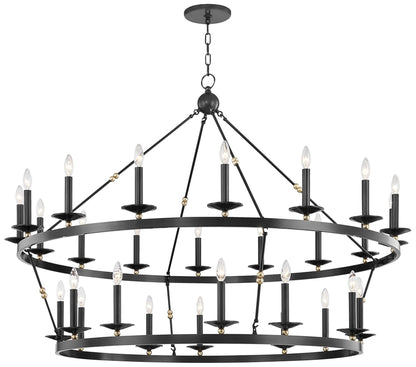 Allendale 58"W Aged Old Bronze 28-Light 2-Tiered Chandelier