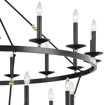 Allendale 58"W Aged Old Bronze 28-Light 2-Tiered Chandelier