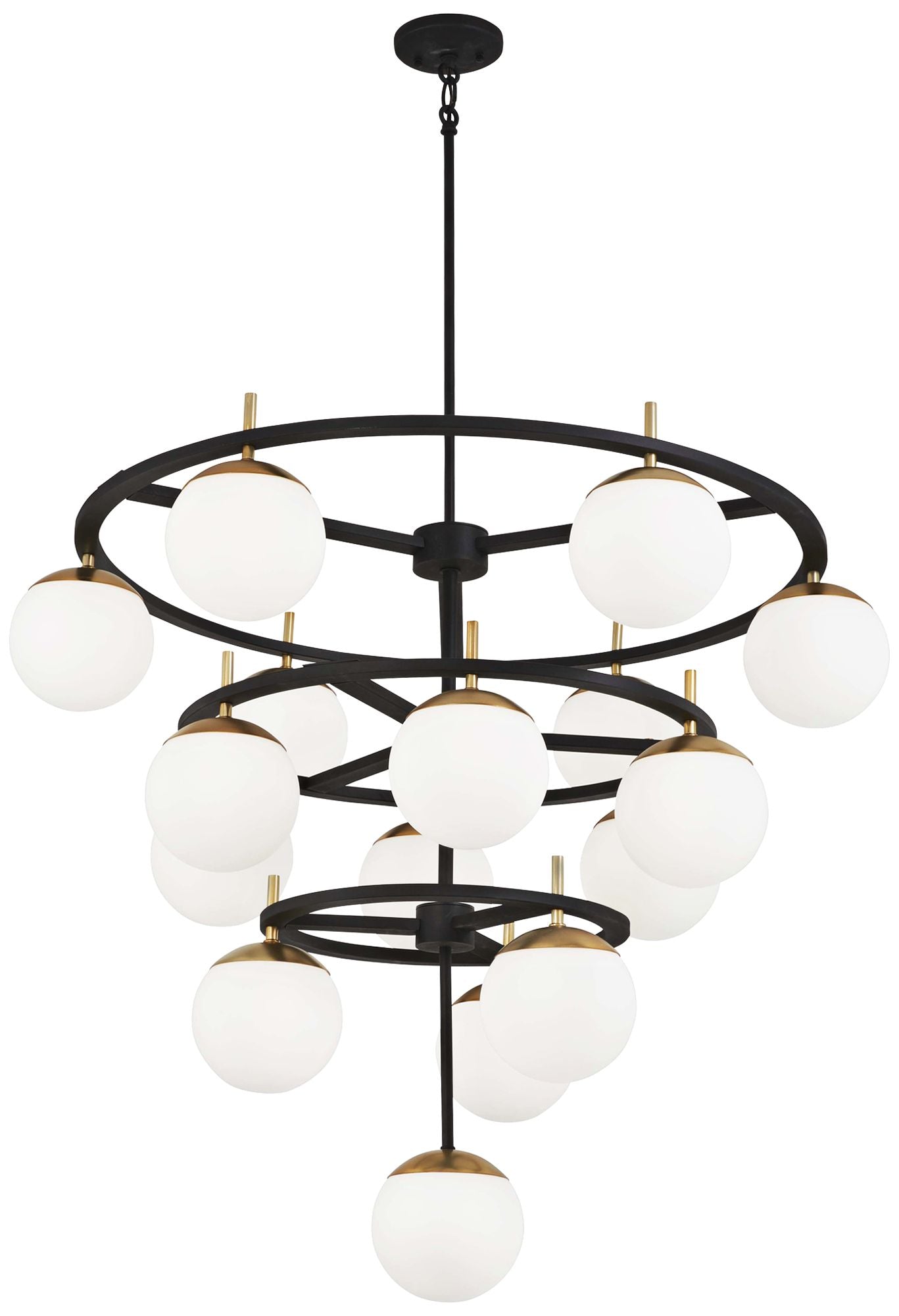 Alluria 36"W Weathered Black and Gold 16-Light Chandelier