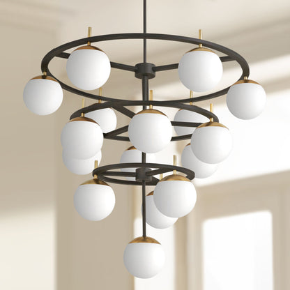 Alluria 36"W Weathered Black and Gold 16-Light Chandelier