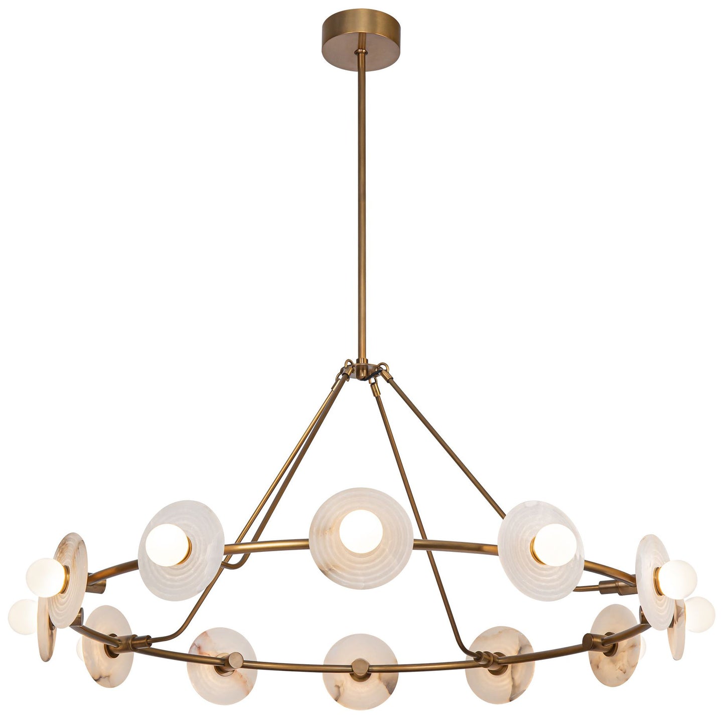 Alora Dahlia LED 46-in Vintage Brass/Alabaster LED Chandeliers