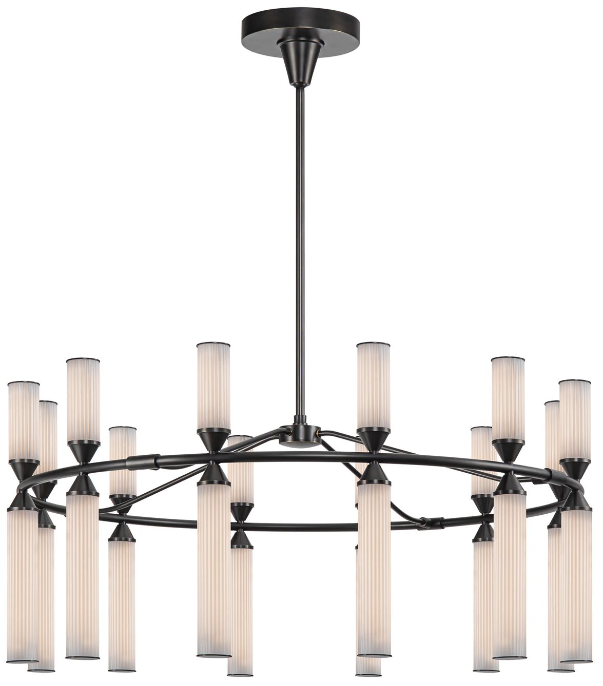 Alora Edwin LED 38-in Urban Bronze/Frosted Ribbed Glass LED Chandelier