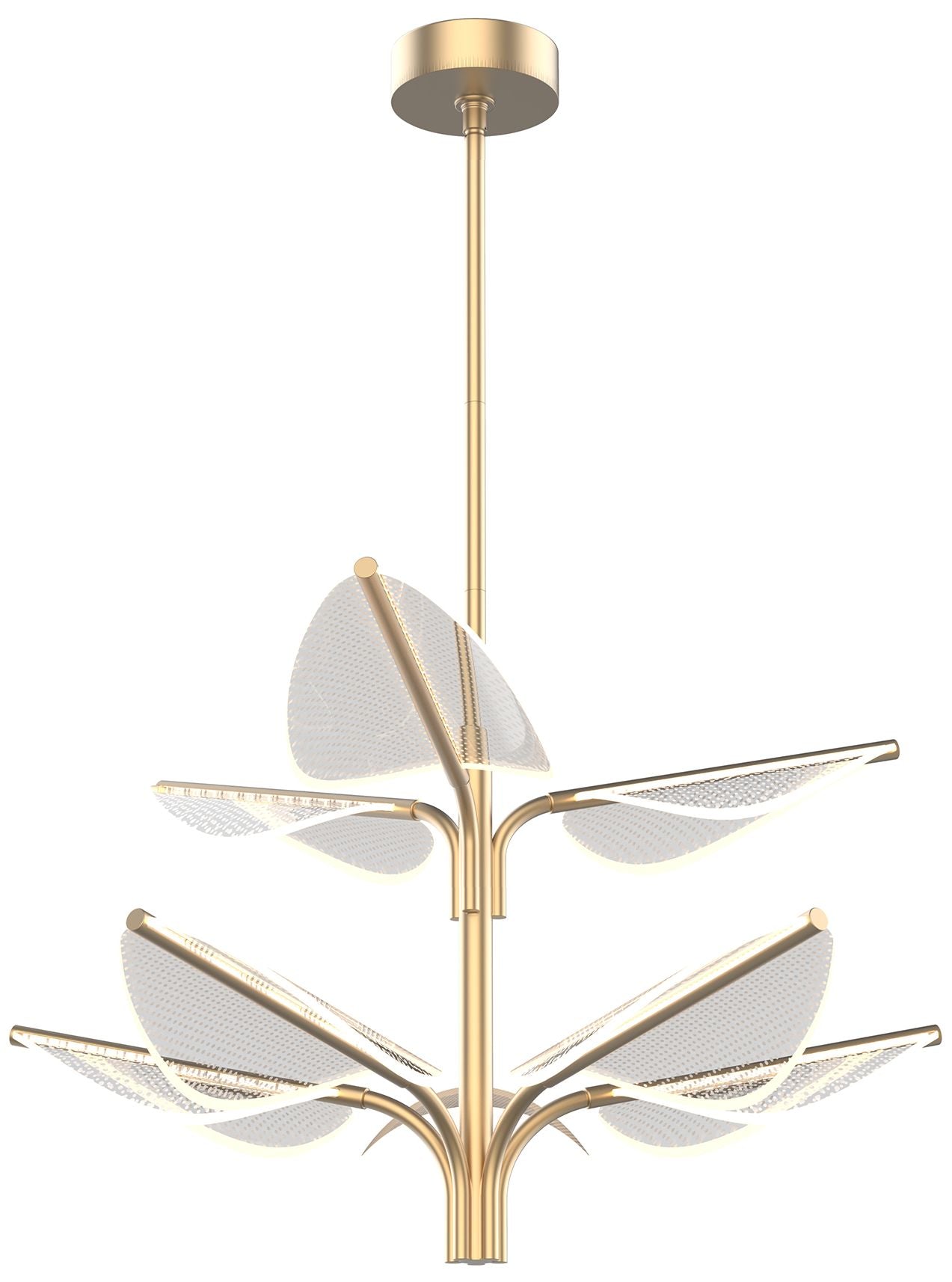 Alora Flora LED 8 Head Natural Brass Pendant