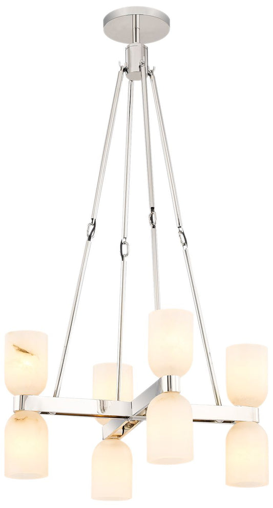 Alora Lucian E12 22-in Polished Nickel/Alabaster Chandelier