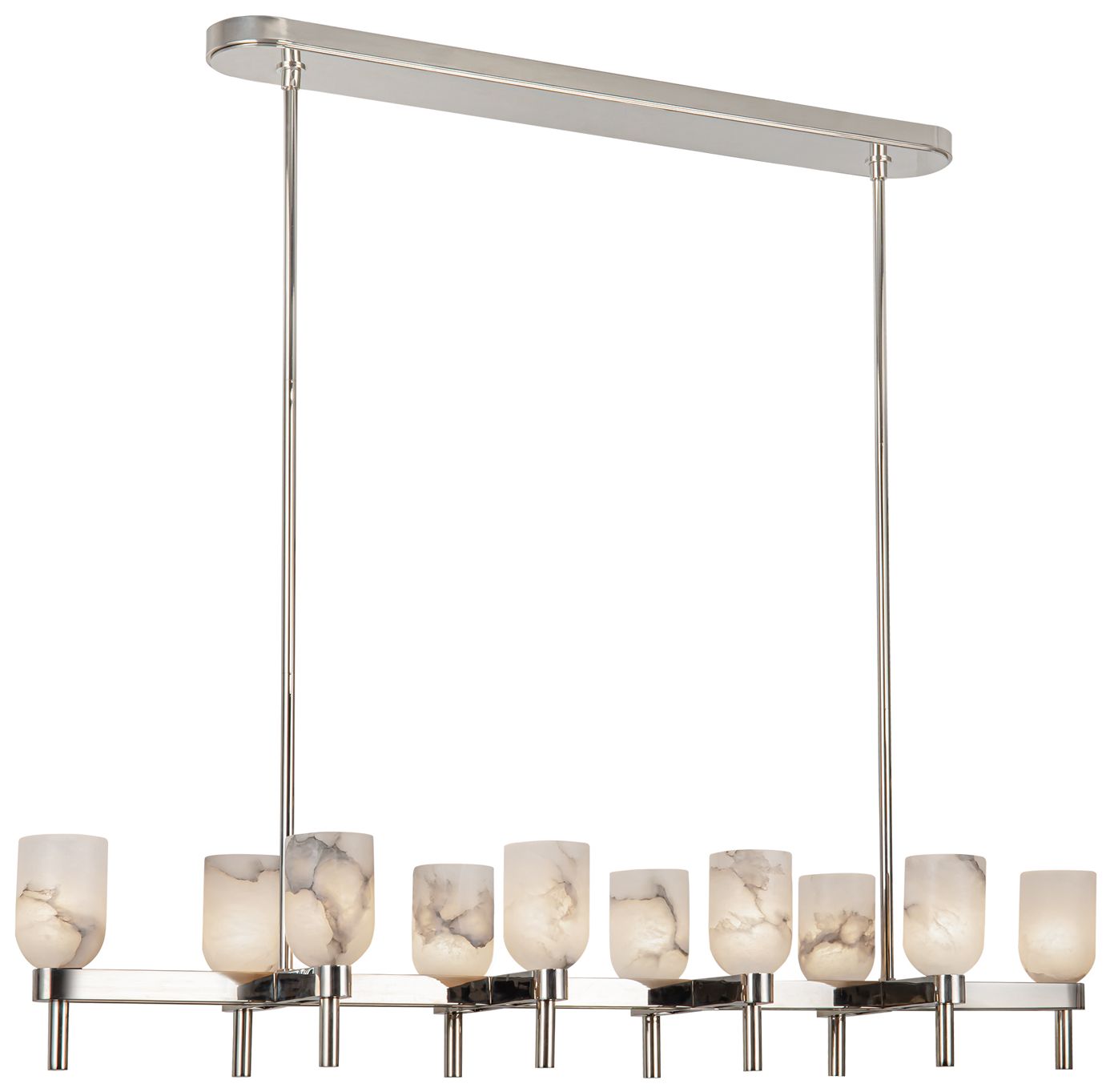 Alora Lucian E12 52-in Polished Nickel/Alabaster Linear Pendant