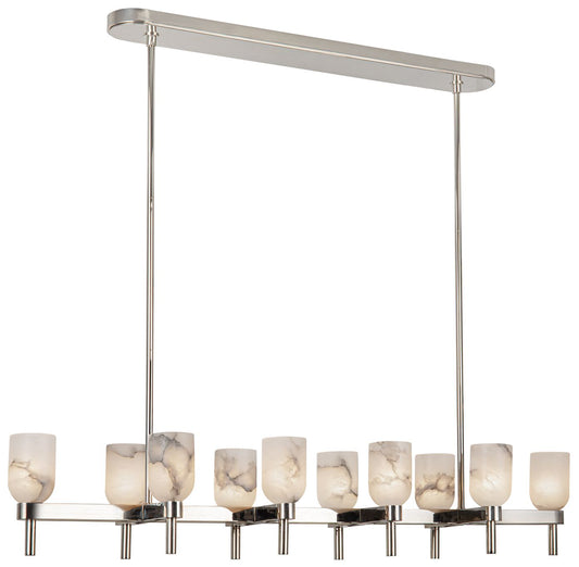 Alora Lucian E12 52-in Polished Nickel/Alabaster Linear Pendant